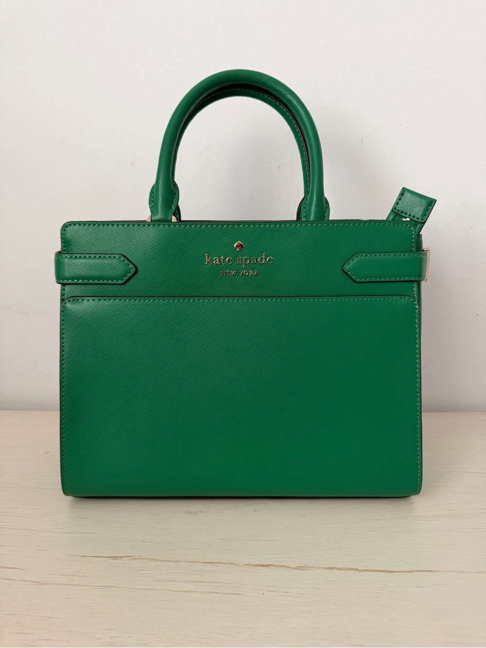 kate spade emerald green leather top-handle satchel